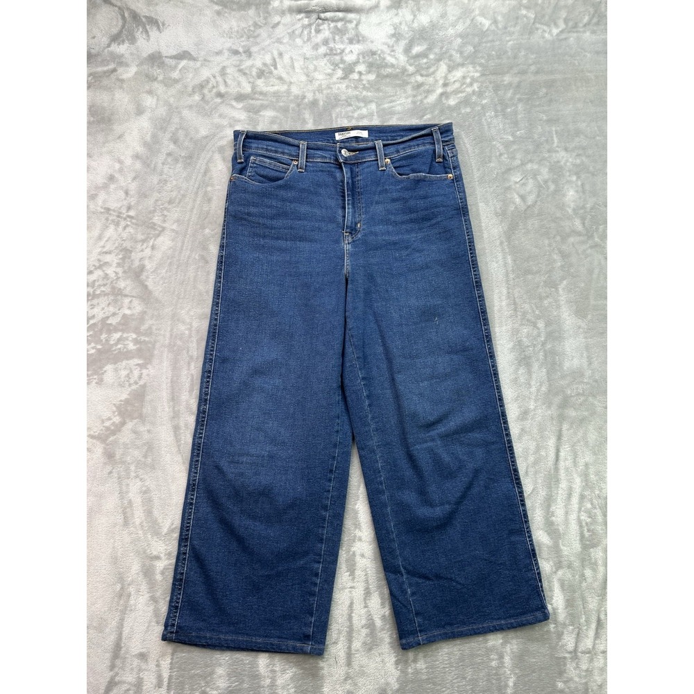 Levi Strauss Signature Jeans Womens Sz 14 W32 Blue Heritage Wide Leg Boho Baggy